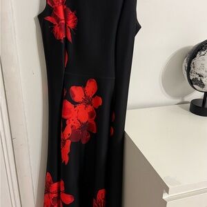 Calvin Klein Black and Red Midi Dress